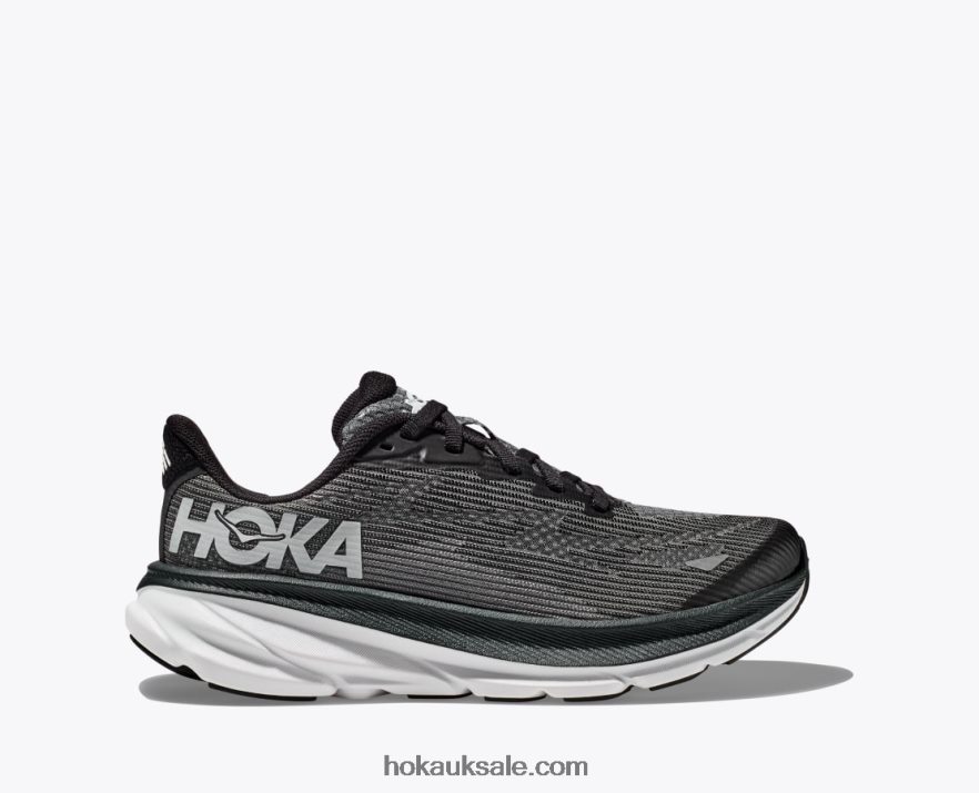 XHPD4N673 Clifton 9 Kids Black/White Hoka