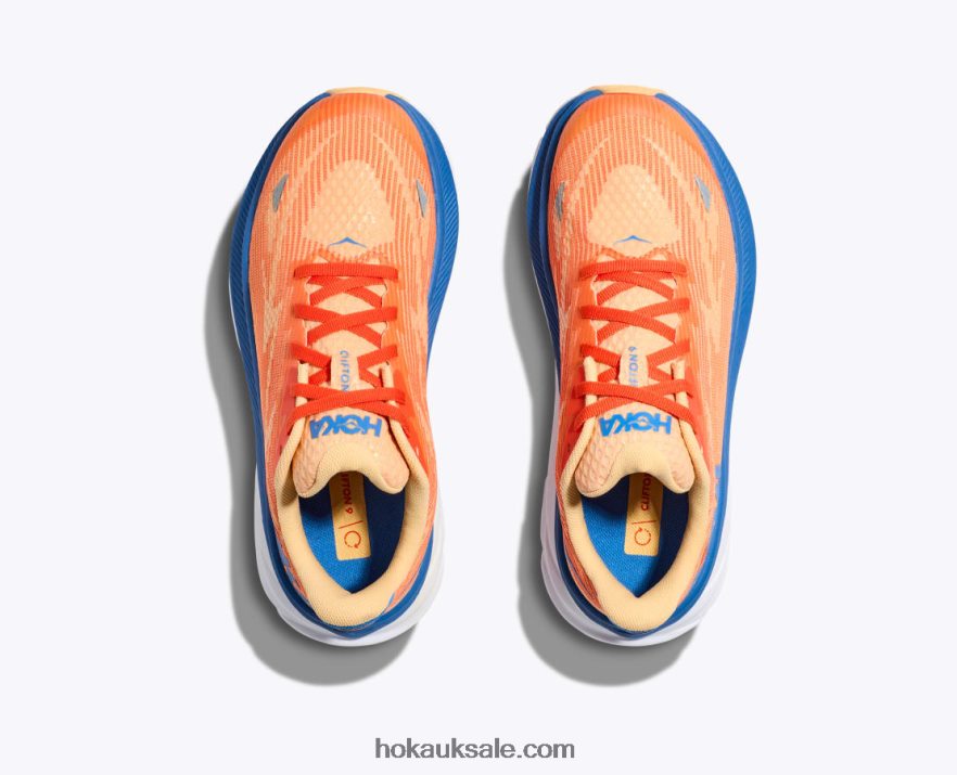 XHPD4N676 Clifton 9 Kids Coastal Sky/All Aboard Hoka