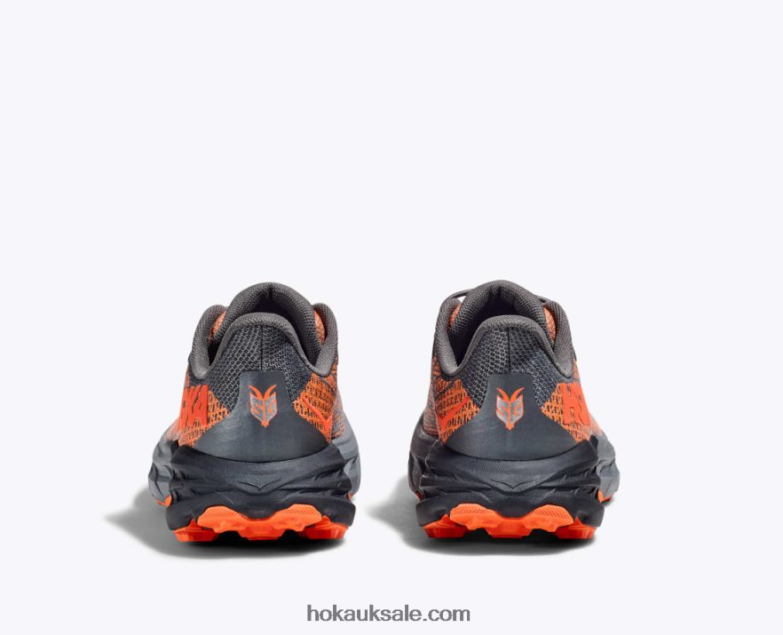 XHPD4N677 Speedgoat 5 Kids Castlerock/Vibrant Orange Hoka