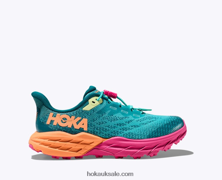 XHPD4N678 Speedgoat 5 Kids Castlerock/Vibrant Orange Hoka