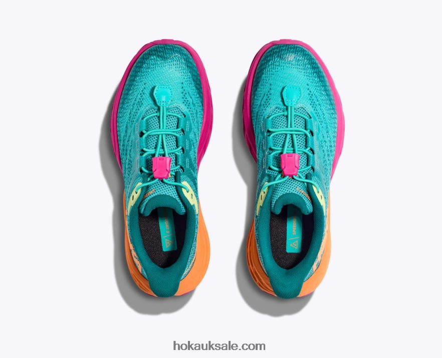 XHPD4N678 Speedgoat 5 Kids Castlerock/Vibrant Orange Hoka