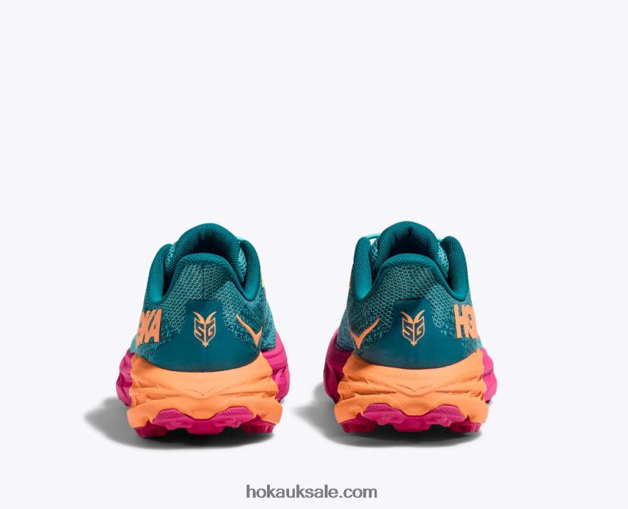 XHPD4N678 Speedgoat 5 Kids Castlerock/Vibrant Orange Hoka