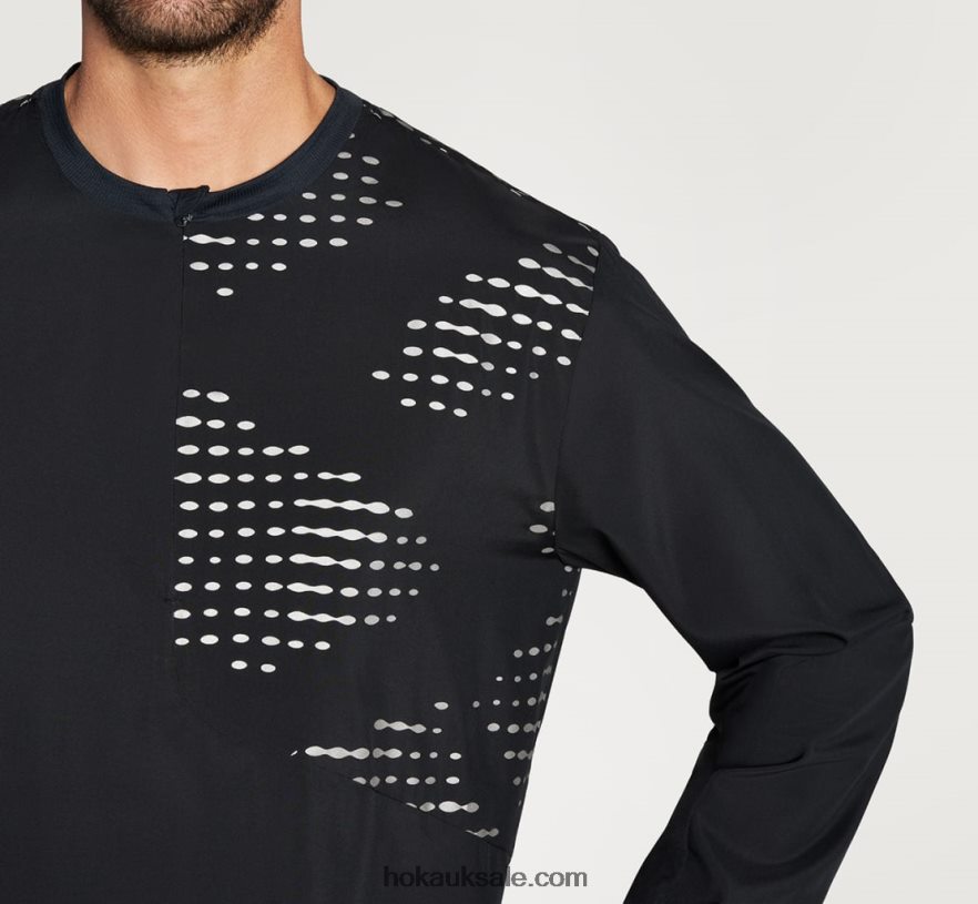 XHPD4N671 1/2 Zip Wind Shell Men Black Hoka