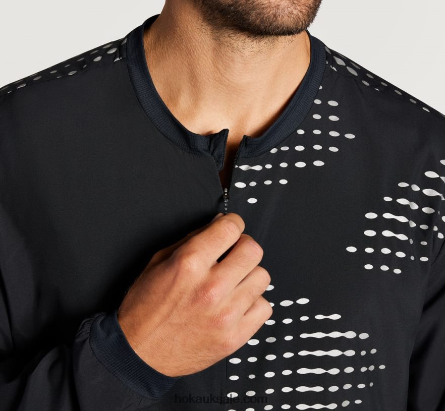 XHPD4N671 1/2 Zip Wind Shell Men Black Hoka