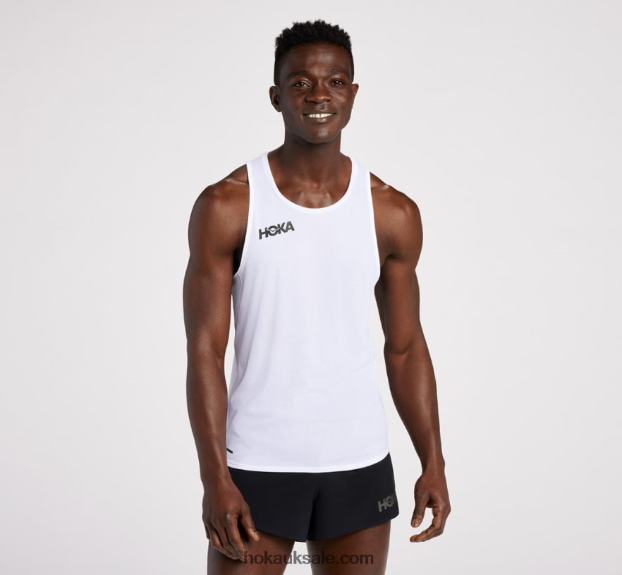 XHPD4N629 Glide Singlet Men White Hoka