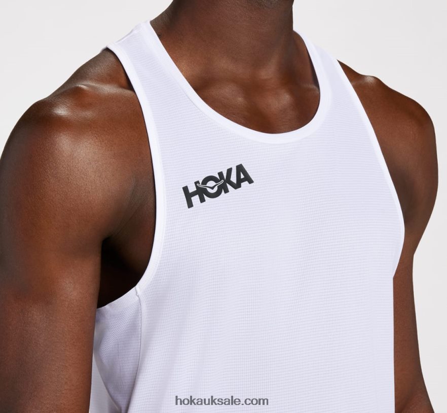 XHPD4N629 Glide Singlet Men White Hoka