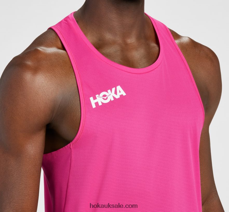 XHPD4N633 Glide Singlet Men Pink Yarrow Hoka