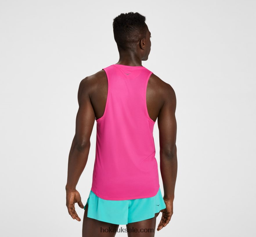 XHPD4N633 Glide Singlet Men Pink Yarrow Hoka
