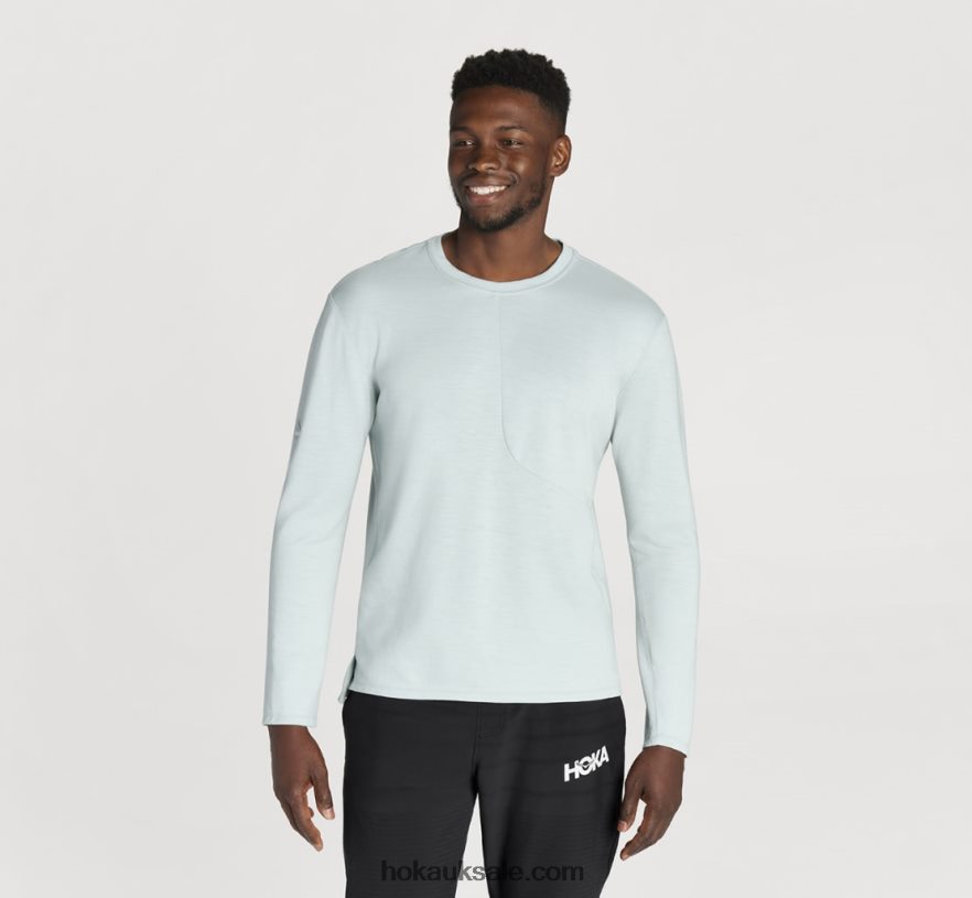 XHPD4N640 Merino Blend Long Sleeve Men Ice Flow Hoka