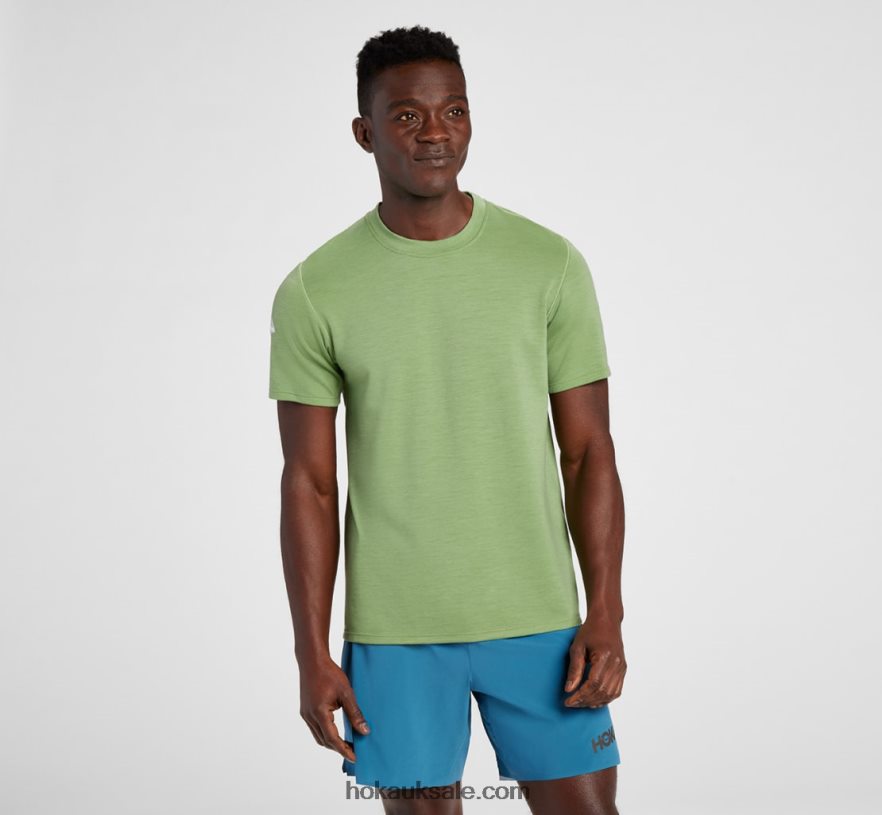 XHPD4N645 Midweight Merino Blend Short Sleeve Men Loden Frost Hoka