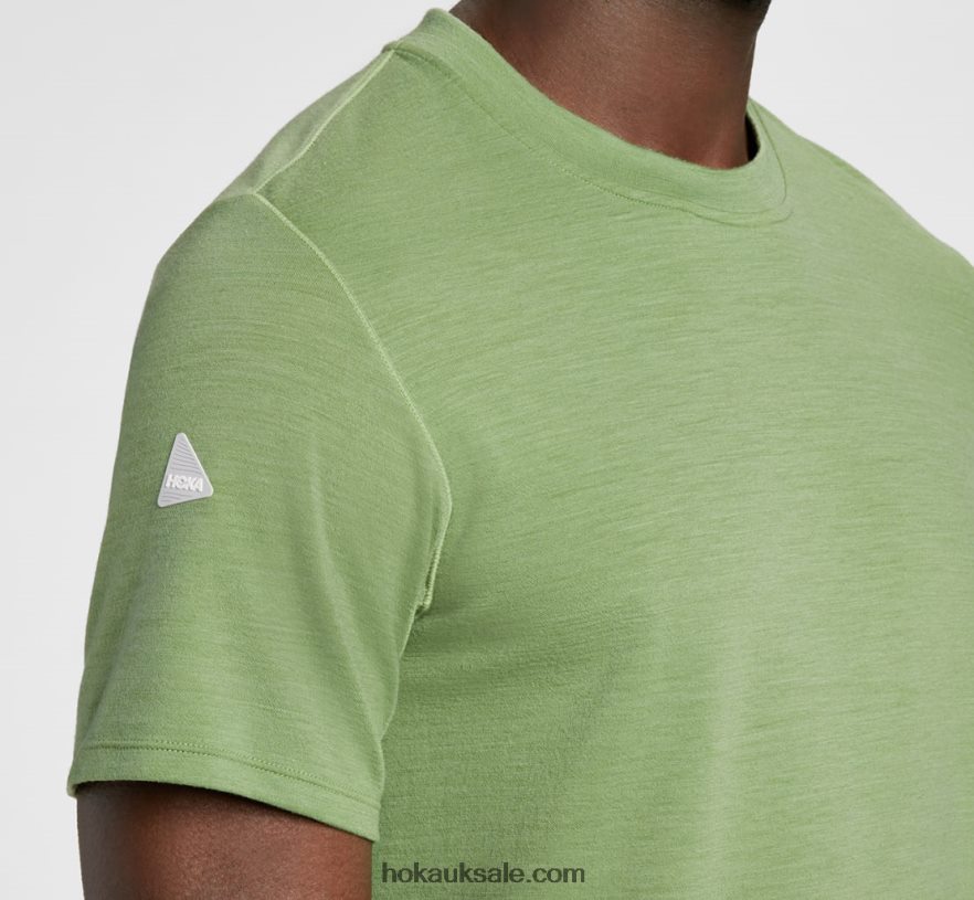 XHPD4N645 Midweight Merino Blend Short Sleeve Men Loden Frost Hoka
