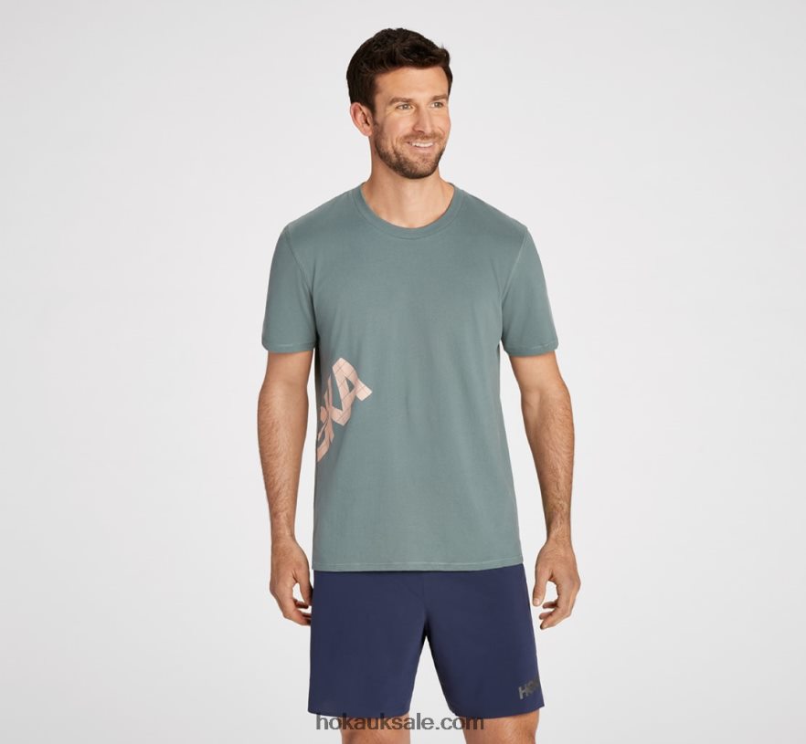 XHPD4N648 All-Day Tee Men Blue Steel Hoka