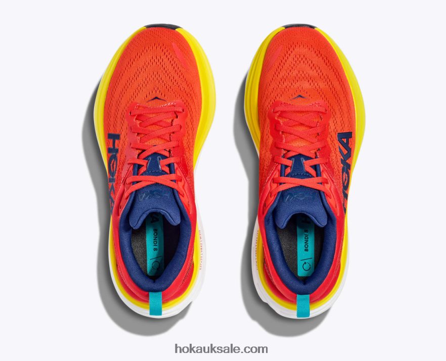 XHPD4N415 Bondi 8 Men Red Alert/Flame Hoka