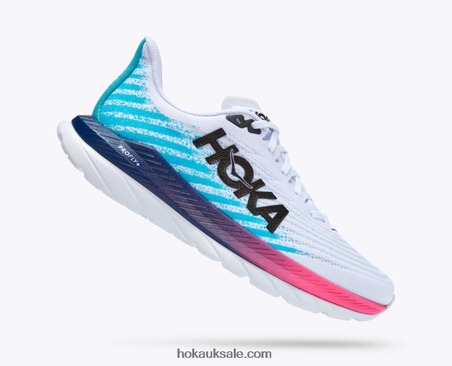 XHPD4N443 Mach 5 Men White/Scuba Blue Hoka