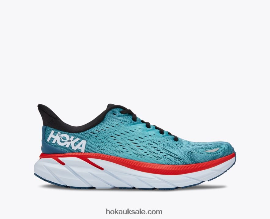 XHPD4N580 Clifton 8 Men Real Teal/Aquarelle Hoka