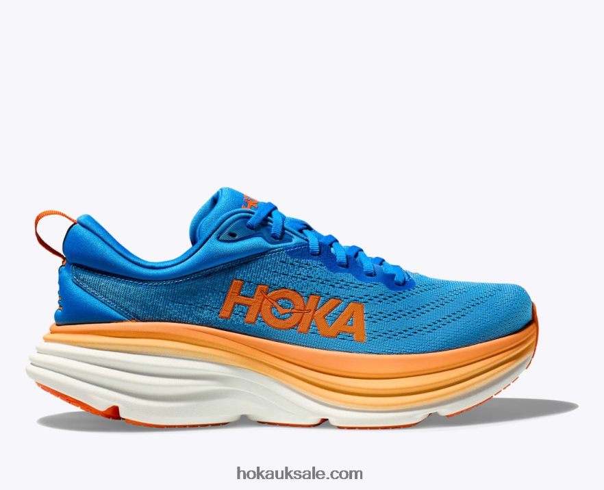 XHPD4N614 Bondi 8 Men Coastal Sky/Vibrant Orange Hoka