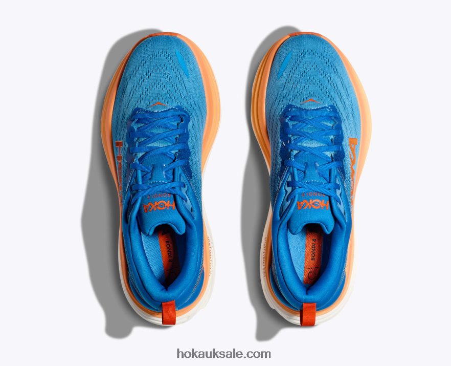 XHPD4N614 Bondi 8 Men Coastal Sky/Vibrant Orange Hoka