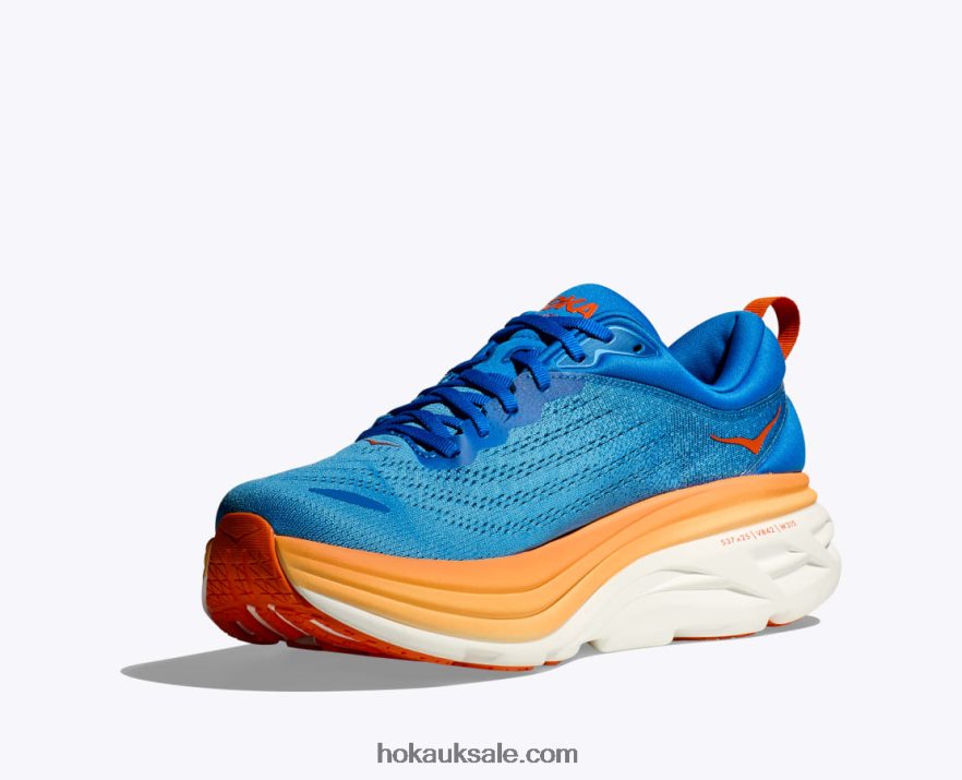 XHPD4N614 Bondi 8 Men Coastal Sky/Vibrant Orange Hoka