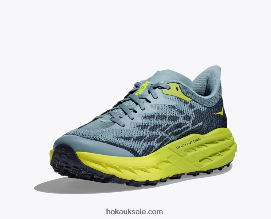 XHPD4N606 Speedgoat 5 Men Stone Blue/Dark Citron Hoka