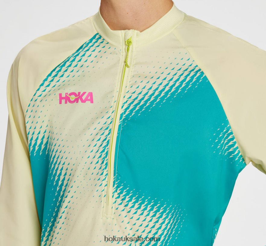 XHPD4N372 1/2 Zip Wind Shell Women Golden Yellow Hoka