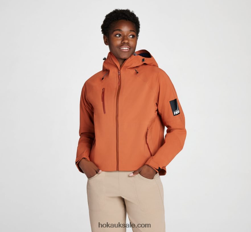 XHPD4N373 Transport Rain Jacket Women Baked Clay Hoka