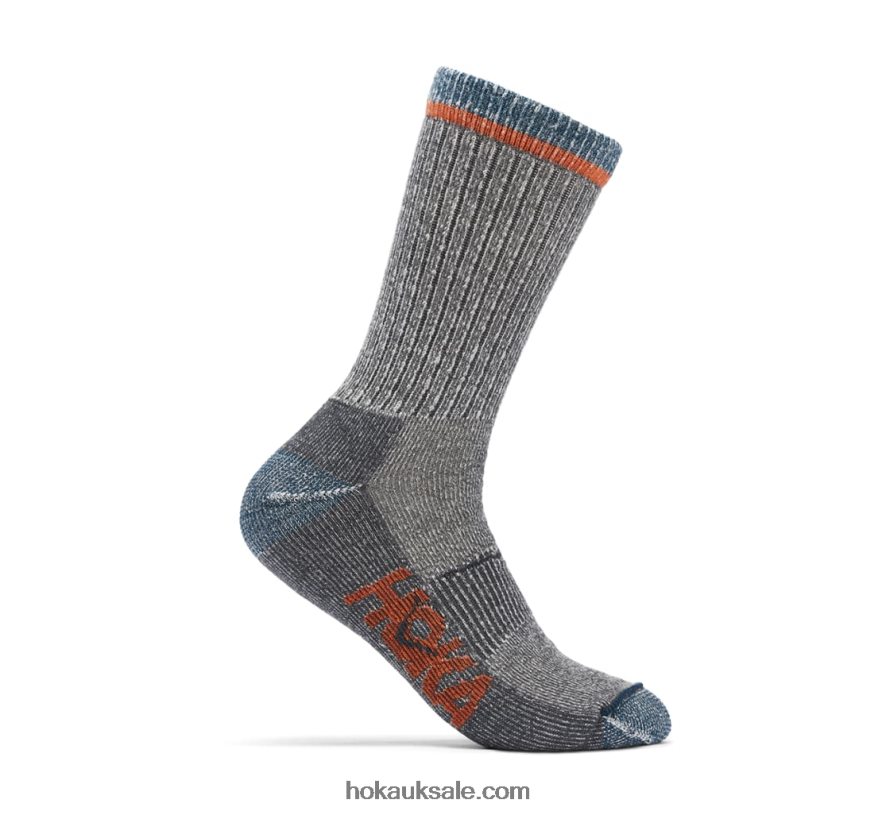 XHPD4N201 Merino Blend Crew Sock Women Castlerock Hoka