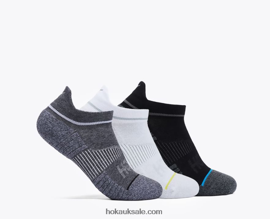 XHPD4N380 No-Show Run Sock 3-Pack Women White/Black/Grey Hoka