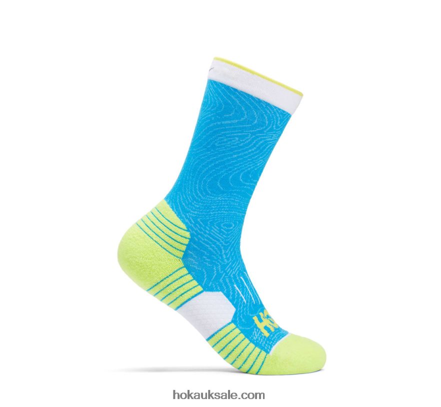 XHPD4N387 Crew Run Sock Women Diva Blue/Citrus Hoka