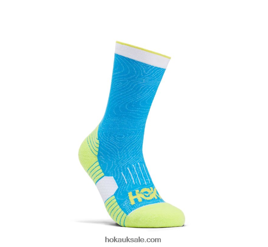 XHPD4N387 Crew Run Sock Women Diva Blue/Citrus Hoka