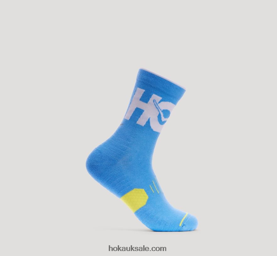 XHPD4N389 Crew Run Sock Women Diva Blue/Citrus Hoka