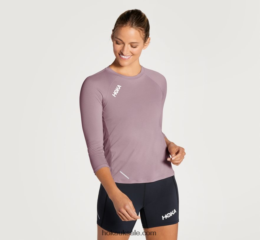 XHPD4N326 Glide 3/4 Sleeve Women Elderberry Hoka