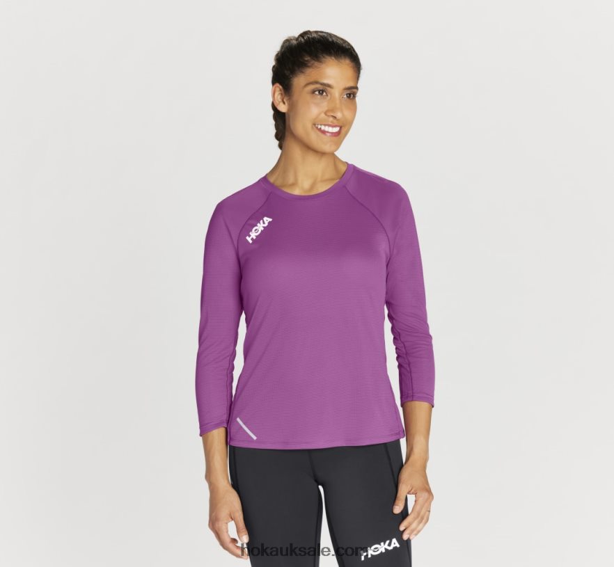 XHPD4N328 Glide 3/4 Sleeve Women Beautyberry Hoka
