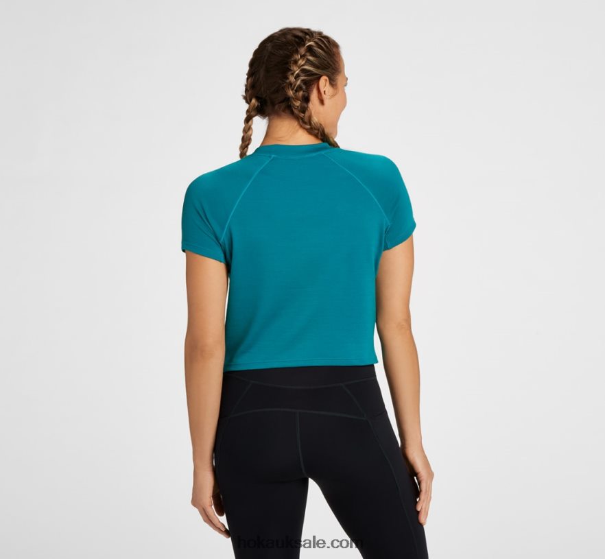 XHPD4N351 Midweight Merino Blend Short Sleeve Women Deep Lake Hoka