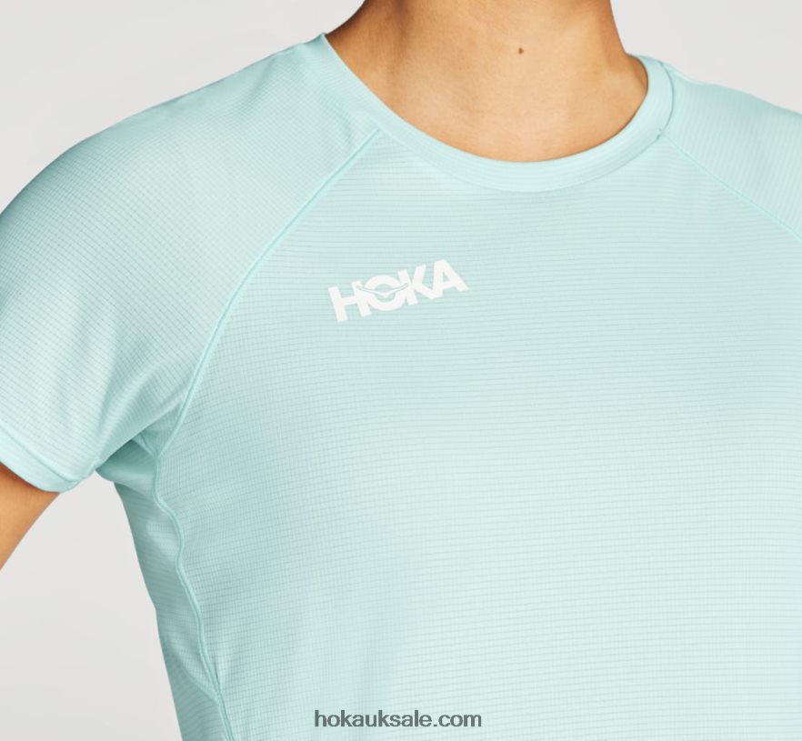 XHPD4N353 Glide Short Sleeve Women Blue Glass Hoka