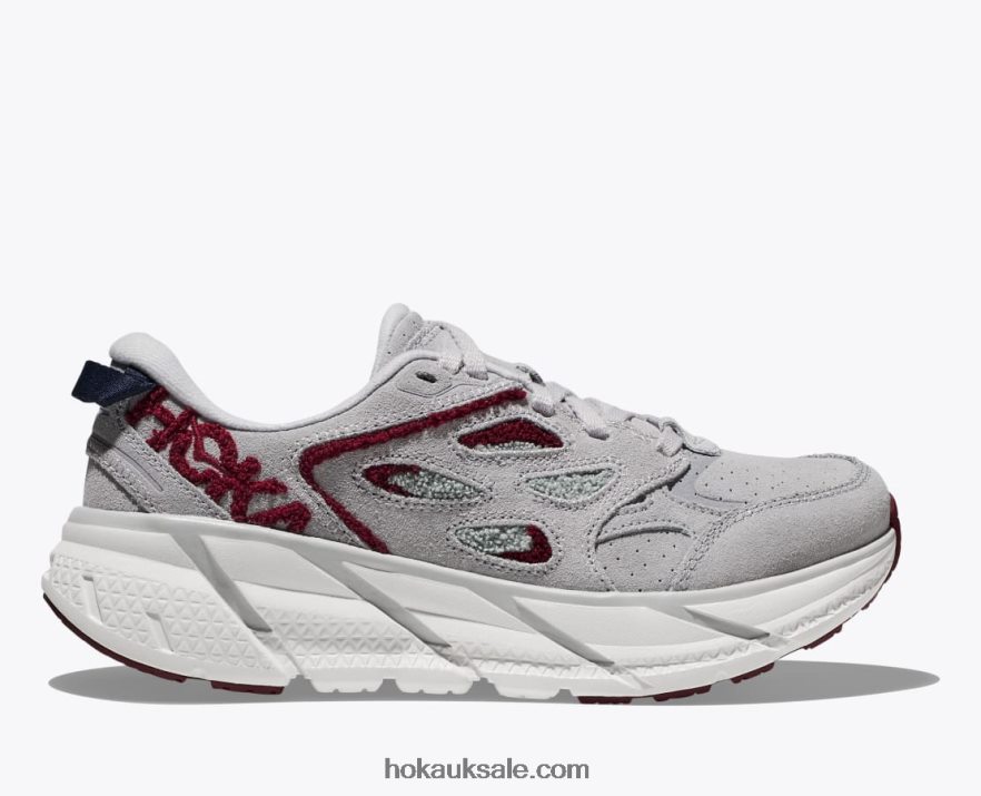 XHPD4N202 Clifton L Embroidery Women Lunar Rock/Cabernet Hoka