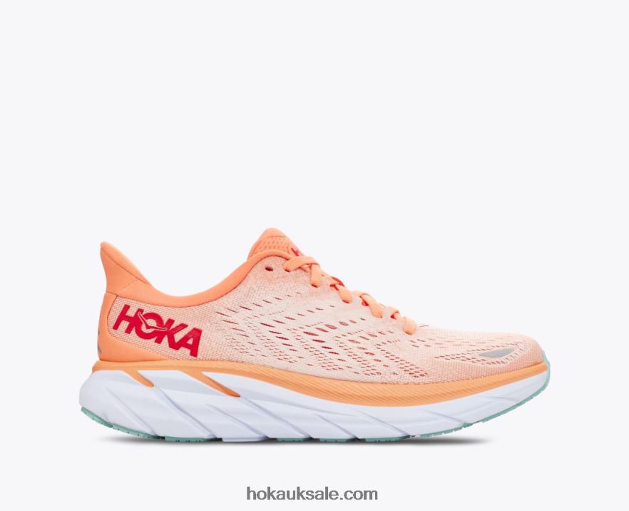 XHPD4N216 Clifton 8 Women Cantaloupe/Silver Peony Hoka