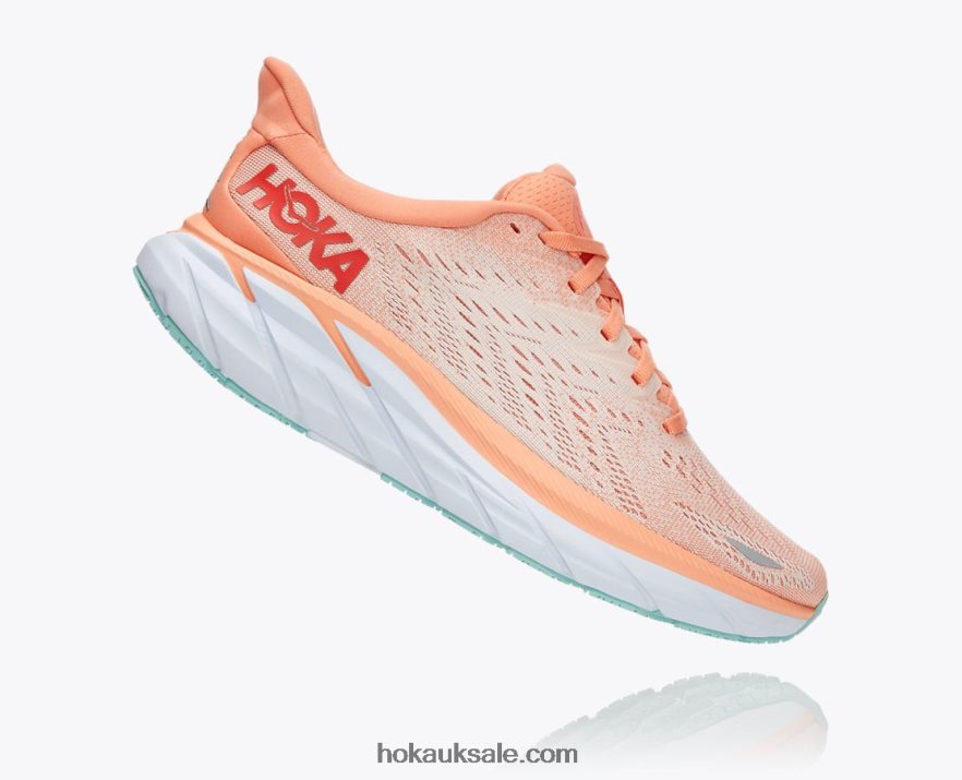 XHPD4N216 Clifton 8 Women Cantaloupe/Silver Peony Hoka