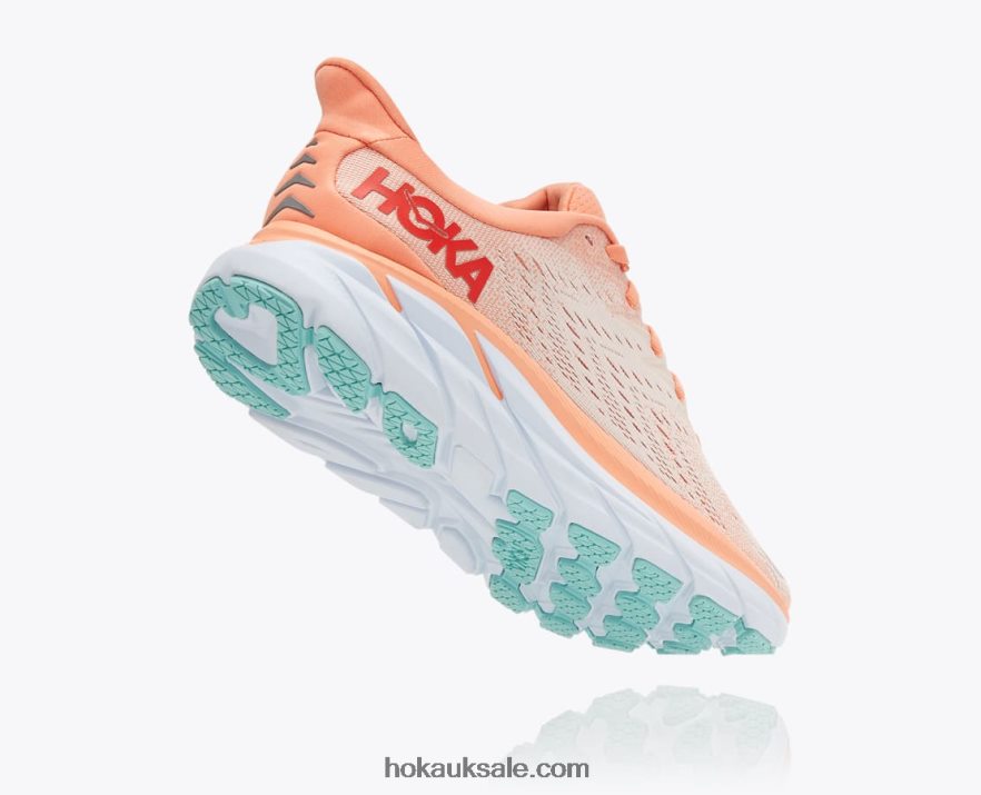 XHPD4N216 Clifton 8 Women Cantaloupe/Silver Peony Hoka