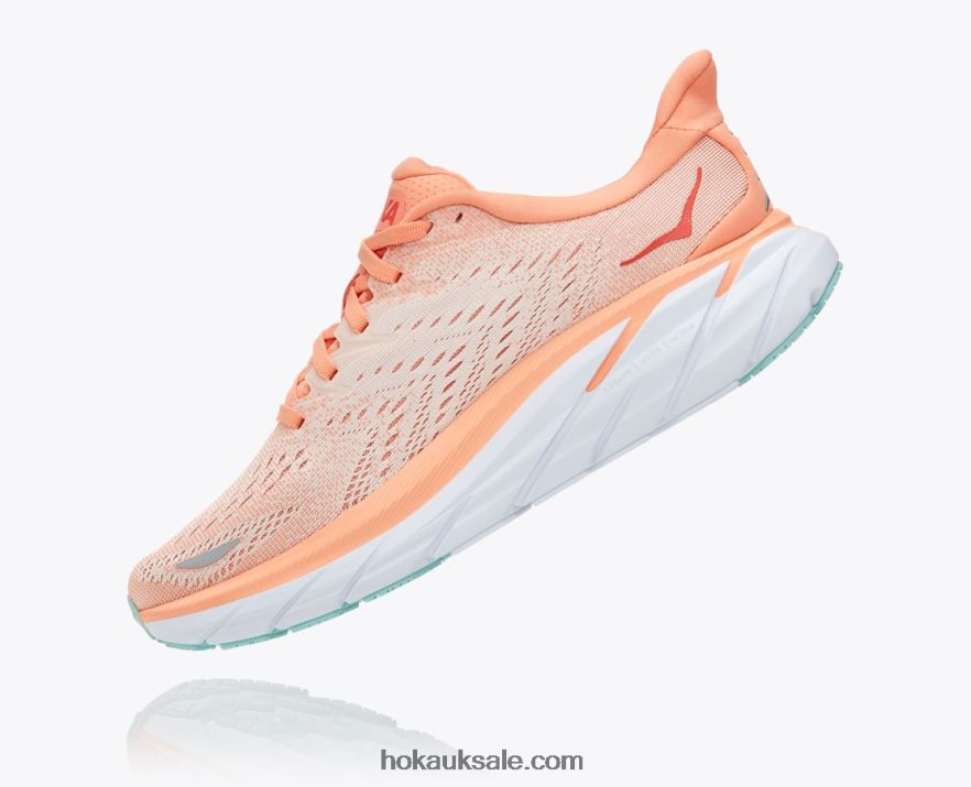XHPD4N216 Clifton 8 Women Cantaloupe/Silver Peony Hoka