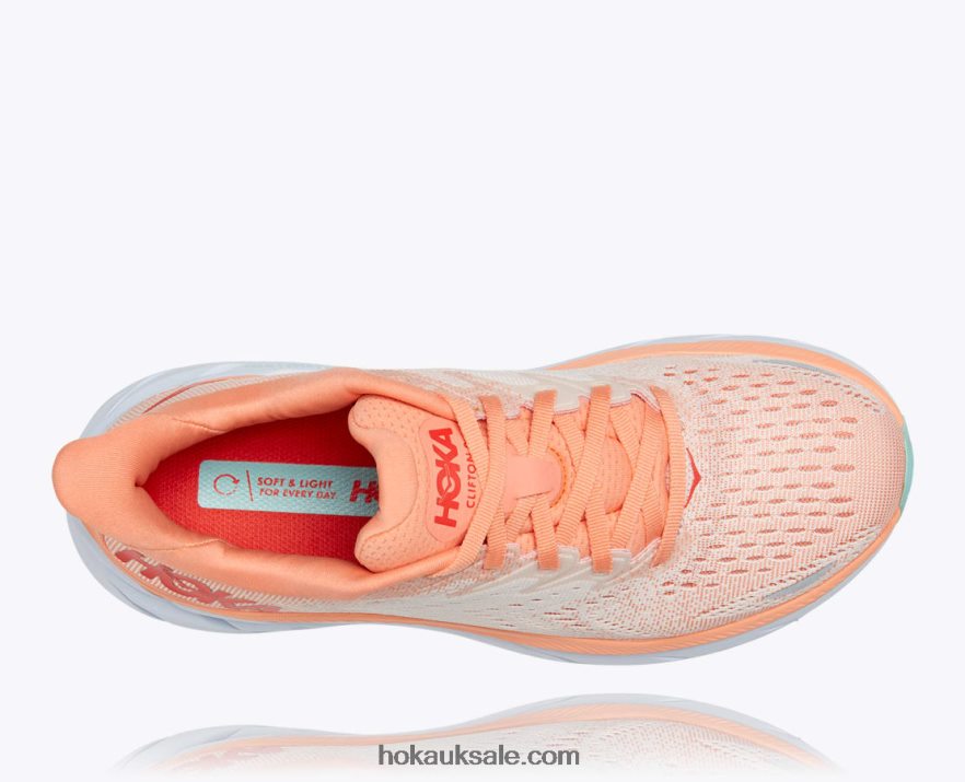 XHPD4N216 Clifton 8 Women Cantaloupe/Silver Peony Hoka