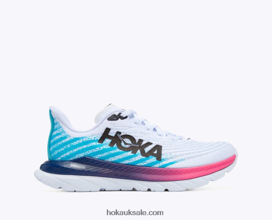 XHPD4N32 Mach 5 Women White/Scuba Blue Hoka