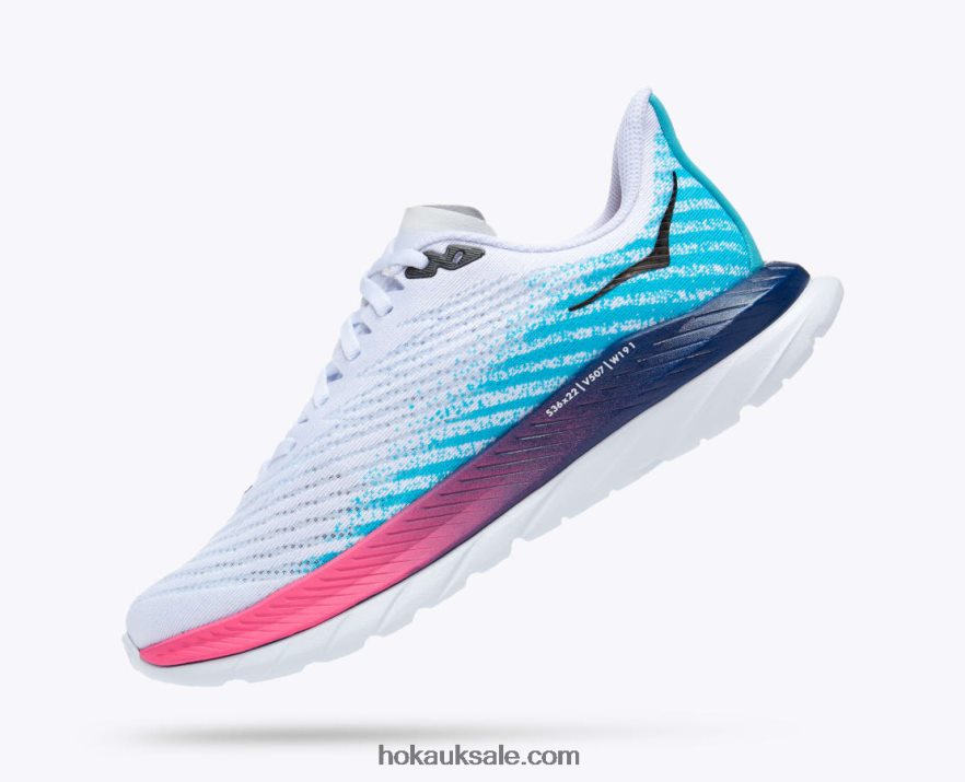 XHPD4N32 Mach 5 Women White/Scuba Blue Hoka