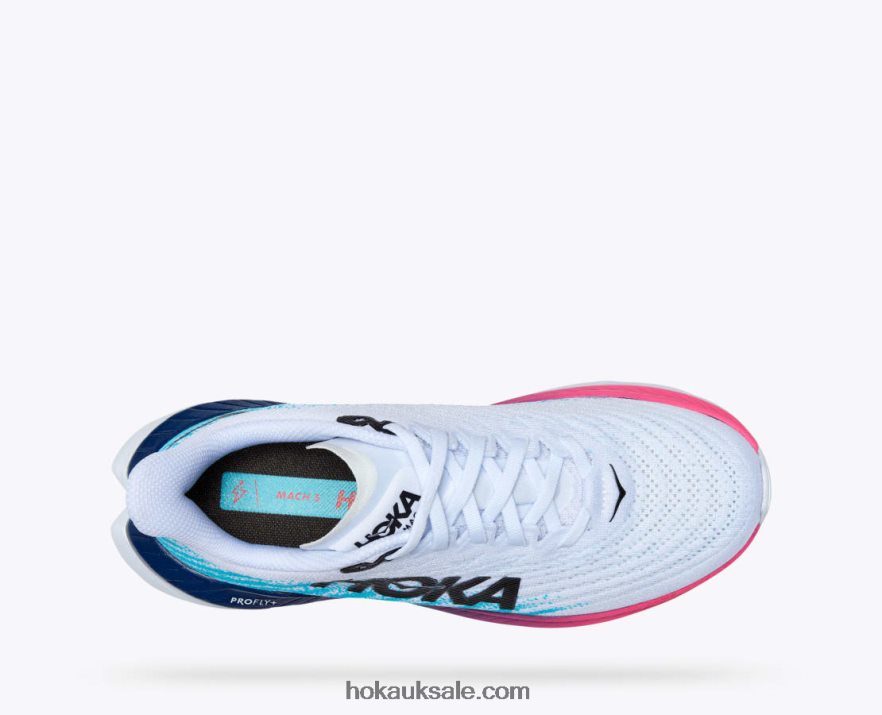 XHPD4N32 Mach 5 Women White/Scuba Blue Hoka