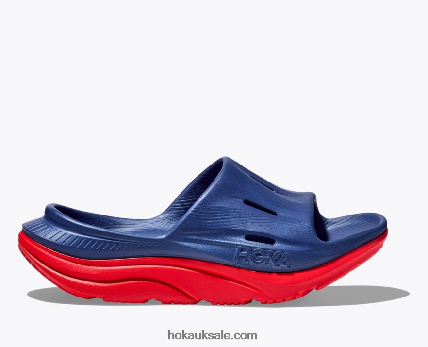 XHPD4N208 Ora Recovery Slide 3 Women Bellwether Blue/Red Alert Hoka