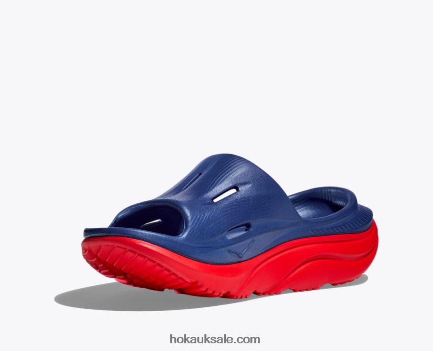 XHPD4N208 Ora Recovery Slide 3 Women Bellwether Blue/Red Alert Hoka