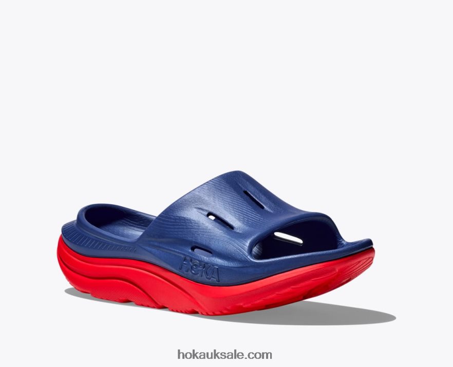 XHPD4N208 Ora Recovery Slide 3 Women Bellwether Blue/Red Alert Hoka
